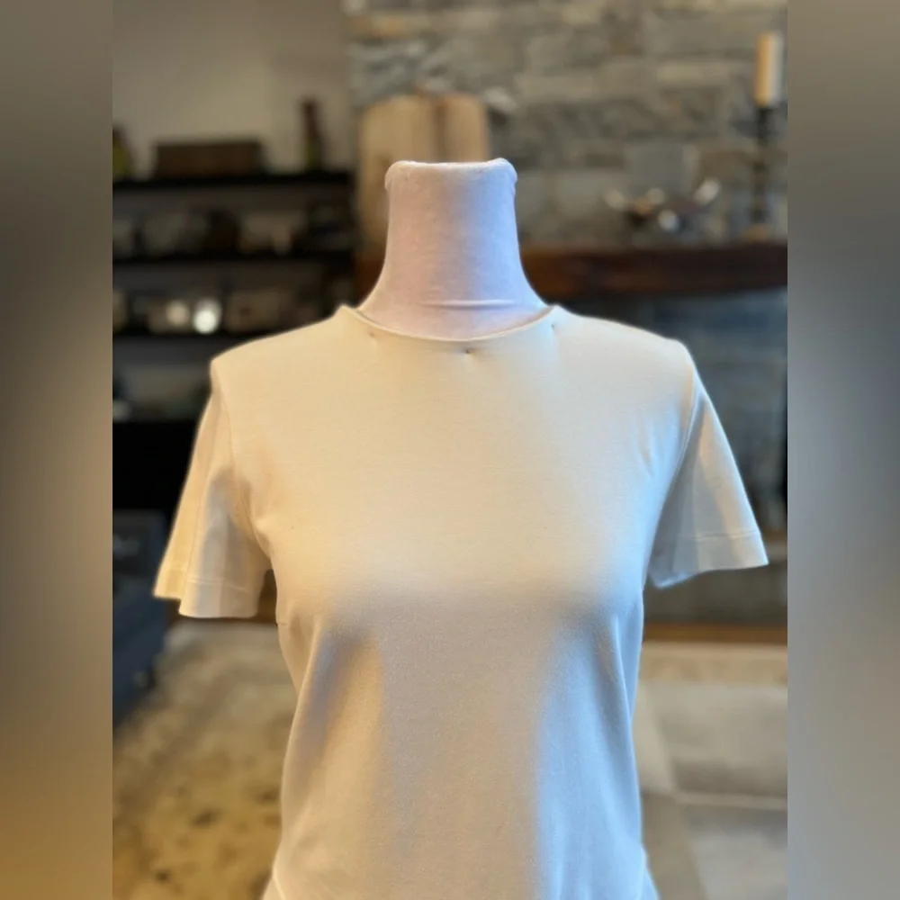 Brunello Cucinelli Short Sleeve Peplum Top Off White Medium Hanger 34 Italy 6 - Picture 6 of 14